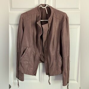 Free People 🌿 | Dusty Lavender Vegan Leather Moto Jacket